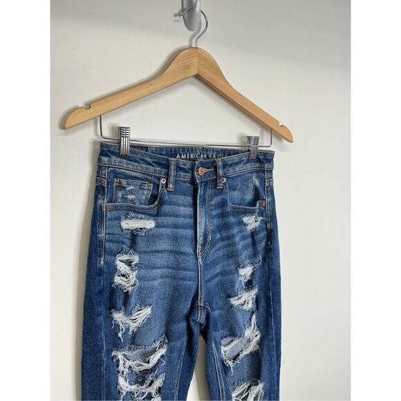 American Eagle Outfitters Blue Distressed Straight Leg Jeans - Picture 4 of 13